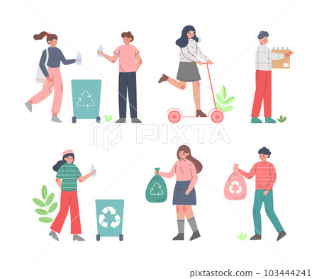Eco Friendly Lifestyle with People Characters Protecting Environment Vector Set Eco Friendly Lifestyle with People Characters Protecting Environment Vector Set 103444241