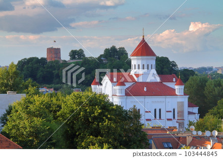 The Old Town of Vilnius, a World Heritage Site in the Northern European Baltic States of Lithuania, the Russian Orthodox Cathedral and the Gediminas Tower The Old Town of Vilnius, a World Heritage Site in the Northern European Baltic States of Lithuania, the Russian Orthodox Cathedral and the Gediminas Tower 103444845