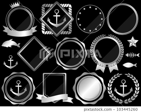 Set of 11 luxury marine style emblems black & silver 103445260