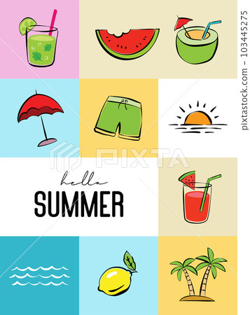 Hello summer with object element decoration background. 103445275