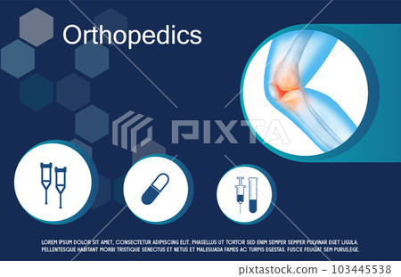Technology for treatment of knee bone. Abstract traumatology and orthopedics. Medical science in the hospital for body joints. 103445538