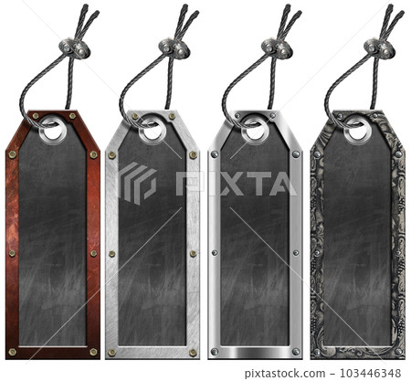 Metal Frame Labels with Blank Blackboard Isolated on White Background Metal Frame Labels with Blank Blackboard Isolated on White Background 103446348