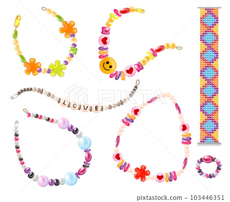 Hippie Necklace Icon Set 103446351