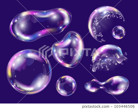 Collection of Realistic Soap Bubbles. Bubbles are Located on a