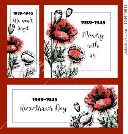 Memorial Day vector illustration. Typography with red poppies on a white background Memorial Day vector illustration. Typography with red poppies on a white background 103446911