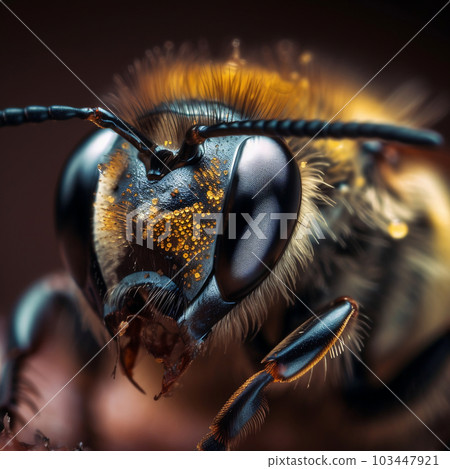 Bees are flying insects known for their role in pollination and honey production.  103447921