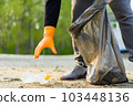Garbage collection on the beach. Ecology concept. Close-up view.  103448136