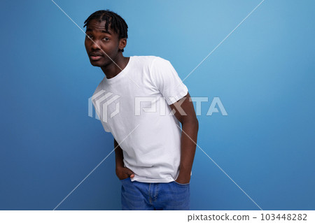 white t-shirt with space for printing dressed for a man white t-shirt with space for printing dressed for a man 103448282