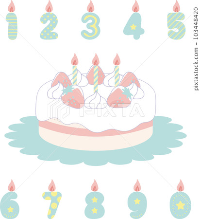 Strawberry decoration cake and number candle set Strawberry decoration cake and number candle set 103448420