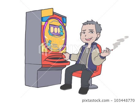uncle playing pachinko uncle playing pachinko 103448770