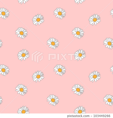Daisy flower on pink background, floral element, hand drawn botanical illustration Daisy flower on pink background, floral element, hand drawn botanical illustration 103449266
