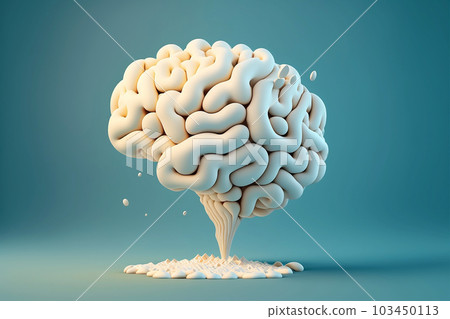White human brain in side view for medical Anatomical Model on blue background with Generative AI. White human brain in side view for medical Anatomical Model on blue background with Generative AI. 103450113