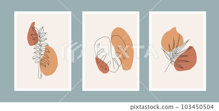 nature illustration plant leaf vector. design art line abstract background summer set minimal. graphic foliage modern branch botanical drawing fashion floral leaves print flower tropical template. 103450504