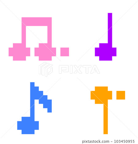 音符四種顏色的像素插圖 103450955