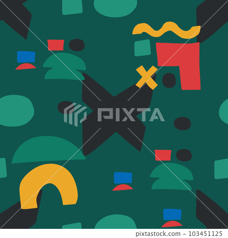 Vector seamless pattern. Repeating abstract background with hand drawn geometric shapes Vector seamless pattern. Repeating abstract background with hand drawn geometric shapes 103451125