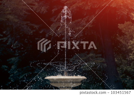 ancient old fountain with big water jet ancient old fountain with big water jet 103451567