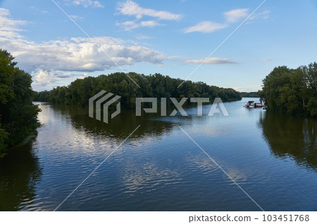 Peaceful waters of rivers merging, summer landscape 103451768