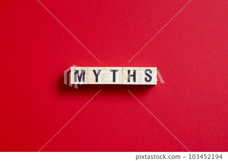 Myths - word concept on cubes, text, letters 103452194
