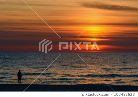Spectacular bright golden sunset over Baltic sea Spectacular bright golden sunset over Baltic sea 103452628