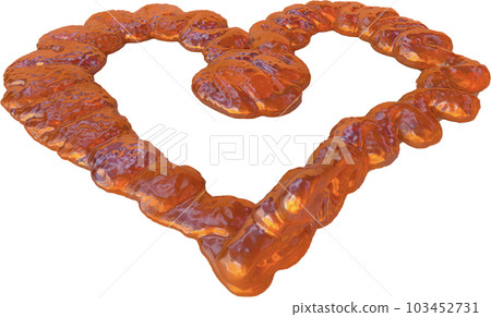 A Delicate Liquid Caramel Heart Candy on Transparent Background A Delicate Liquid Caramel Heart Candy on Transparent Background 103452731