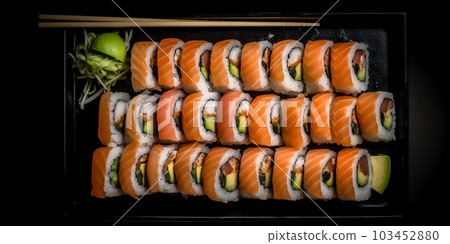 AI generative image of traditional japanese platter of sushi 103452880