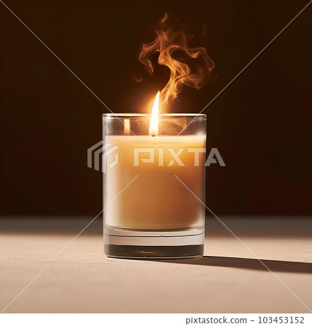 Burning candle mockup, front view of glass candle jar on studio background, design and branding ready candle template 103453152