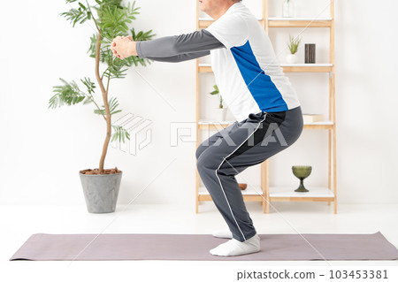 Senior man bending forward Stretching Senior man bending forward Stretching 103453381