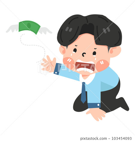 businessman crying sad with money flying away concept 103454093