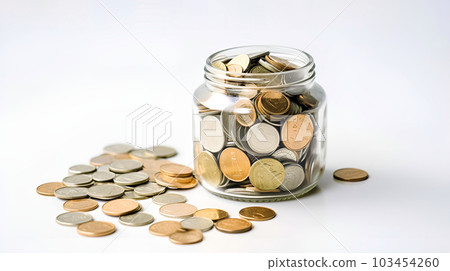 Golden coin stack wealth concept photo. Financial economy success savings profit money investment photo 103454260