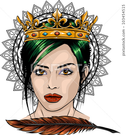 vector illustration of Beautiful woman in crown 103454515