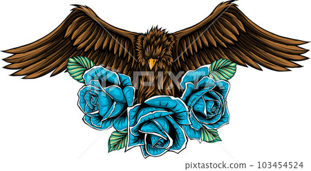 vector illustraion of eagle with flower roses 103454524