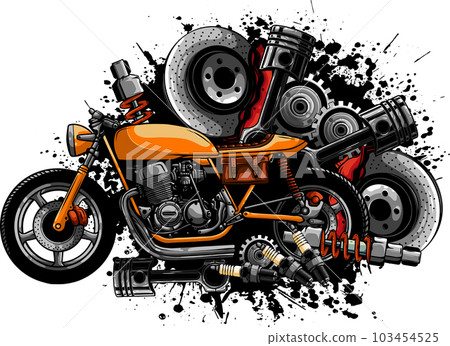 Vector illustration of motorbike with Spares design 103454525