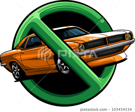 vector illustration of muscle car prohibition on white background vector illustration of muscle car prohibition on white background 103454534