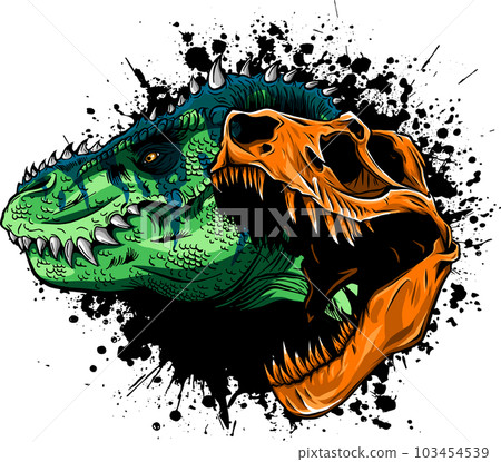 vector illustration of Tyrannosaurus rex with skull vector illustration of Tyrannosaurus rex with skull 103454539