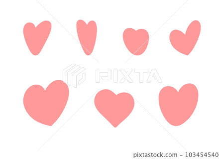 Heart icon set. Romantic abstract symbol of different shapes for Valentine's Day. Decorative element of love banner template for wedding invitation card. Vector illustration 103454540