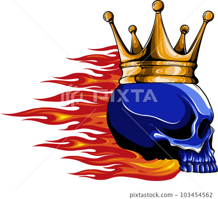 vector illustration of skull with crown and flames 103454562