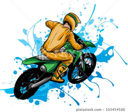 Vector Illustration of Motocross Rider or Racer Take a Turn and Overtake at  Race in Cartoon Style Full Color Stock Vector - Illustration of dangerous,  engine: 222424401