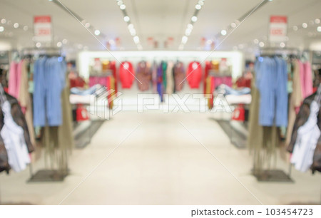 Abstract blur clothing boutique display interior of shopping mall background Abstract blur clothing boutique display interior of shopping mall background 103454723