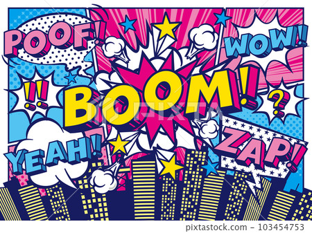 Comic art style colorful background urban frame material Comic art style colorful background urban frame material 103454753