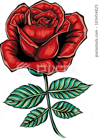 vector illustration of rose flower with leaves vector illustration of rose flower with leaves 103454825