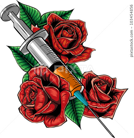 vector illustration of syringe with roses on white background vector illustration of syringe with roses on white background 103454856