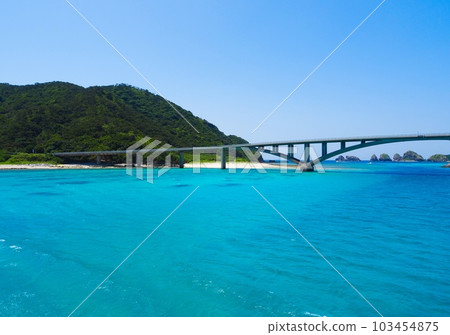 Blue Sea and Aka Ohashi Bridge Blue Sea and Aka Ohashi Bridge 103454875
