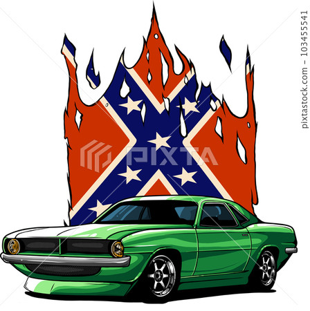 vector illustration of muscle car with confederate flag 103455541