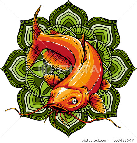 vector illustration of catfish with mandala ornaments 103455547