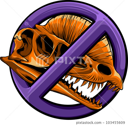 vector illustration of dinosaur skull Prohibited sign vector illustration of dinosaur skull Prohibited sign 103455609