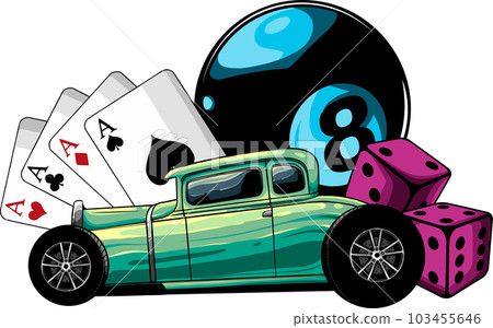 vector illustration of hot rod with pub game 103455646