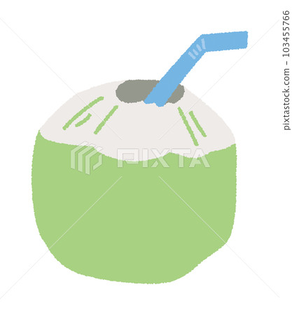 椰子汁和椰子水的手繪矢量插圖/感覺夏天的插圖 103455766