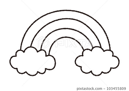 彩虹和雲彩的手繪矢量插圖/線條畫/感覺夏天的插圖 彩虹和雲彩的手繪矢量插圖/線條畫/感覺夏天的插圖 103455809