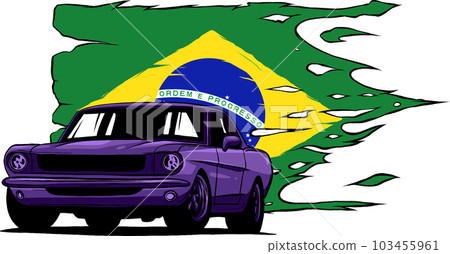 vector illustratyion of muscle car with brazil flag 103455961
