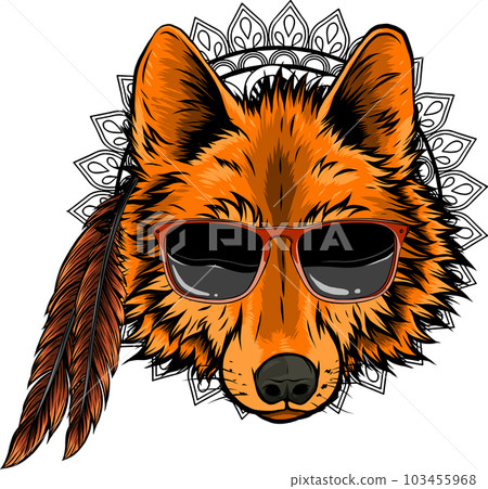 vector illustration of wolf head with sunglasses vector illustration of wolf head with sunglasses 103455968